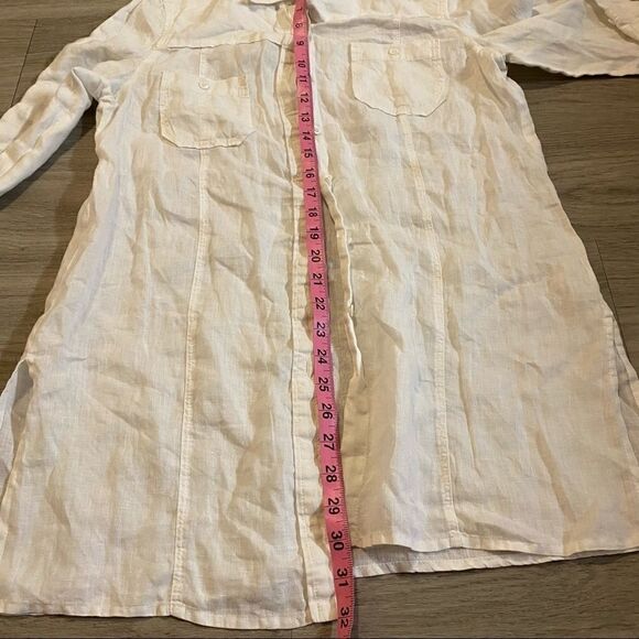 NWOT public easy wear white 100% linen button down with front pockets - Picture 7 of 7